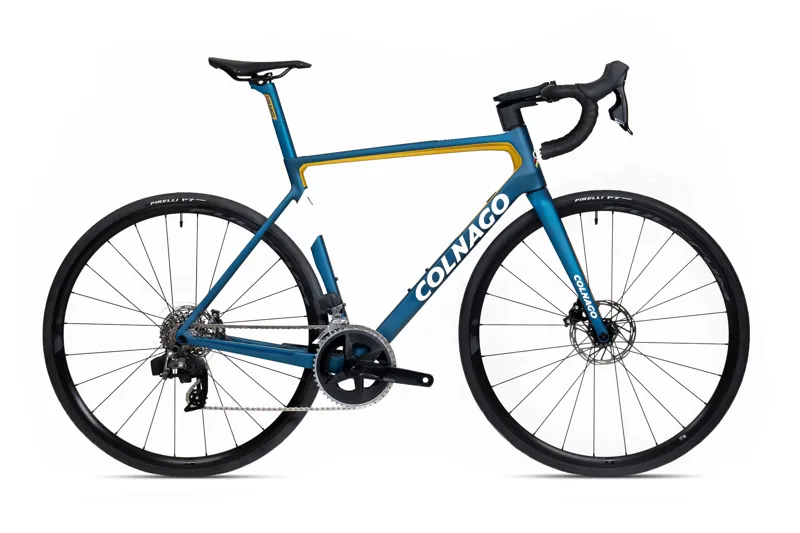 Colnago V3 Disc 2023 Complete Road Bike SRAM Rival AXS Blue Gold White MKBL